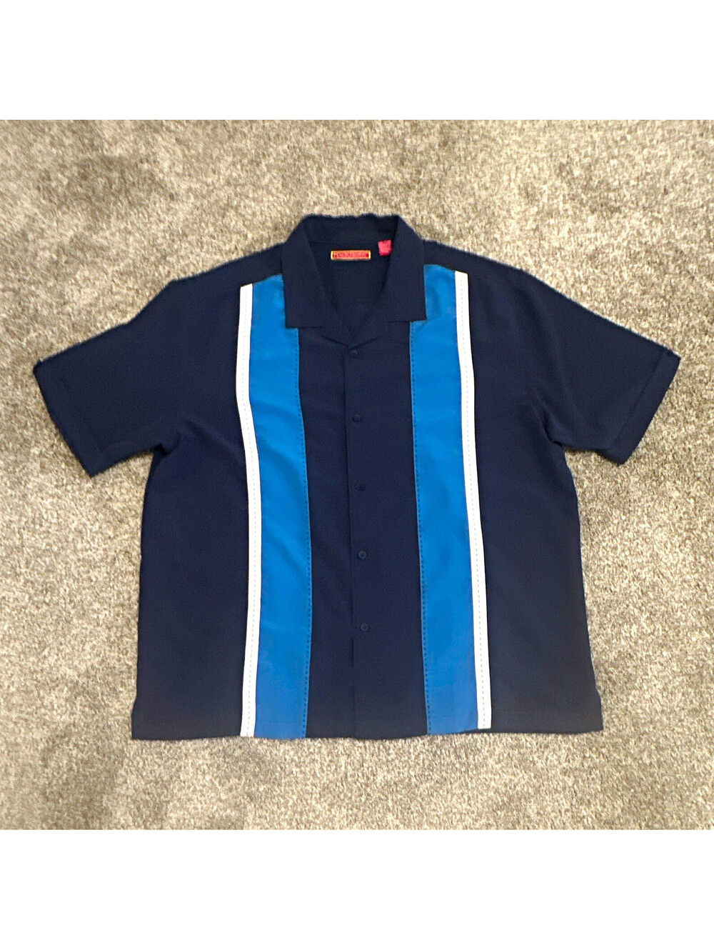 Havanera Men's 2XL Striped Navy Blue White Short Sleeve Button-Up
